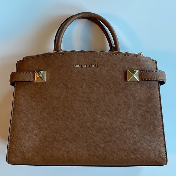 Michael Kors cognac structured satchel purse - Picture 2 of 9